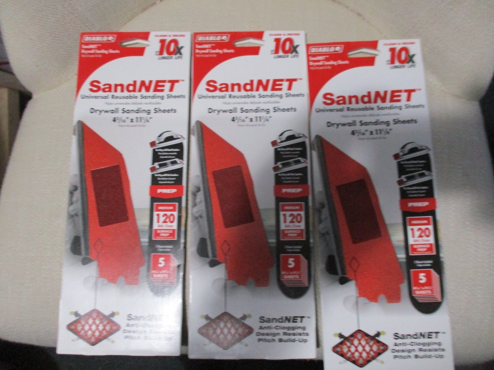3 pk 15 Sheets Diablo Drywall Sanding SandNet Medium 120 Grit 11 1/4″ x 4 3/16″