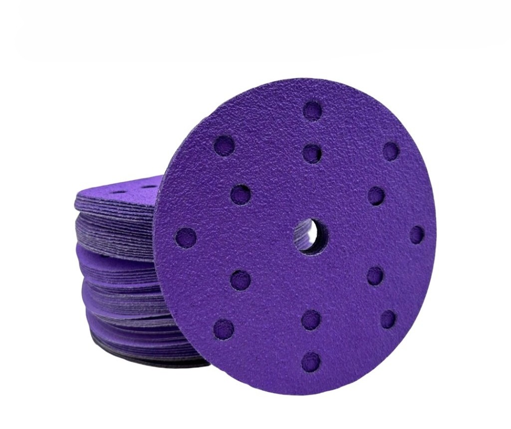 25PCS 6” 150mm Ceramic Sanding Discs Hook & Loop P320 15 Holes for Wood Metal