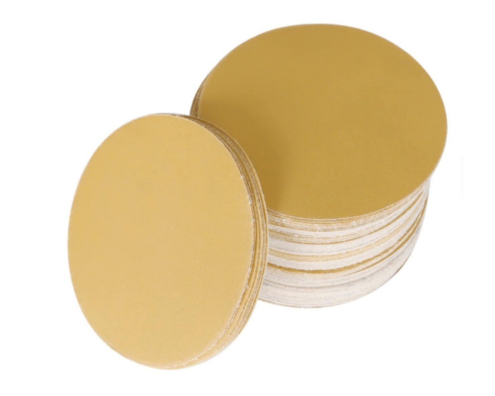 50PCS 125mm 5 In Gold sandpaper No Hole Hook & Loop Grip Sanding Discs 180 Grit