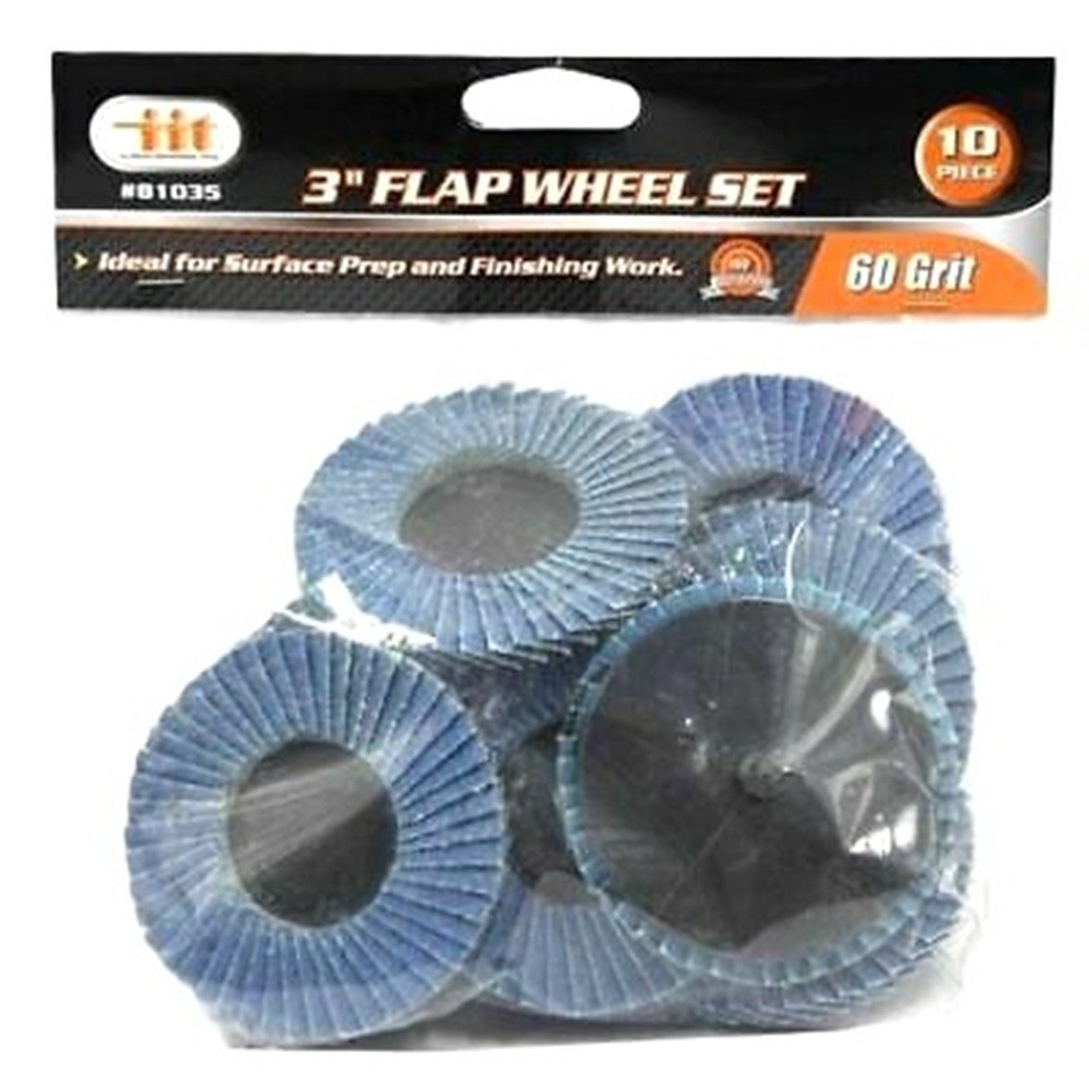 10pc 3″ 60 Grit Flap Wheels Surface Prep Finishing Work Tools 81035