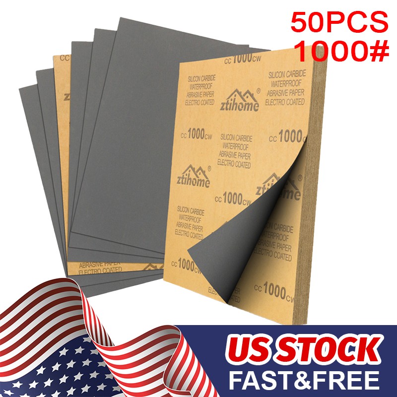50pcs Wet Dry Sandpaper 1000 Grit Assortment 9×11” Abrasive Paper Sheet Sanding