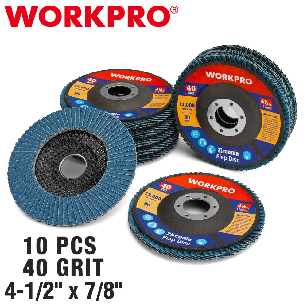 WORKPRO 10-Pack Flap Discs 4-1/2″ x 7/8″ T29 Zirconia Abrasive Flap Sanding Disc