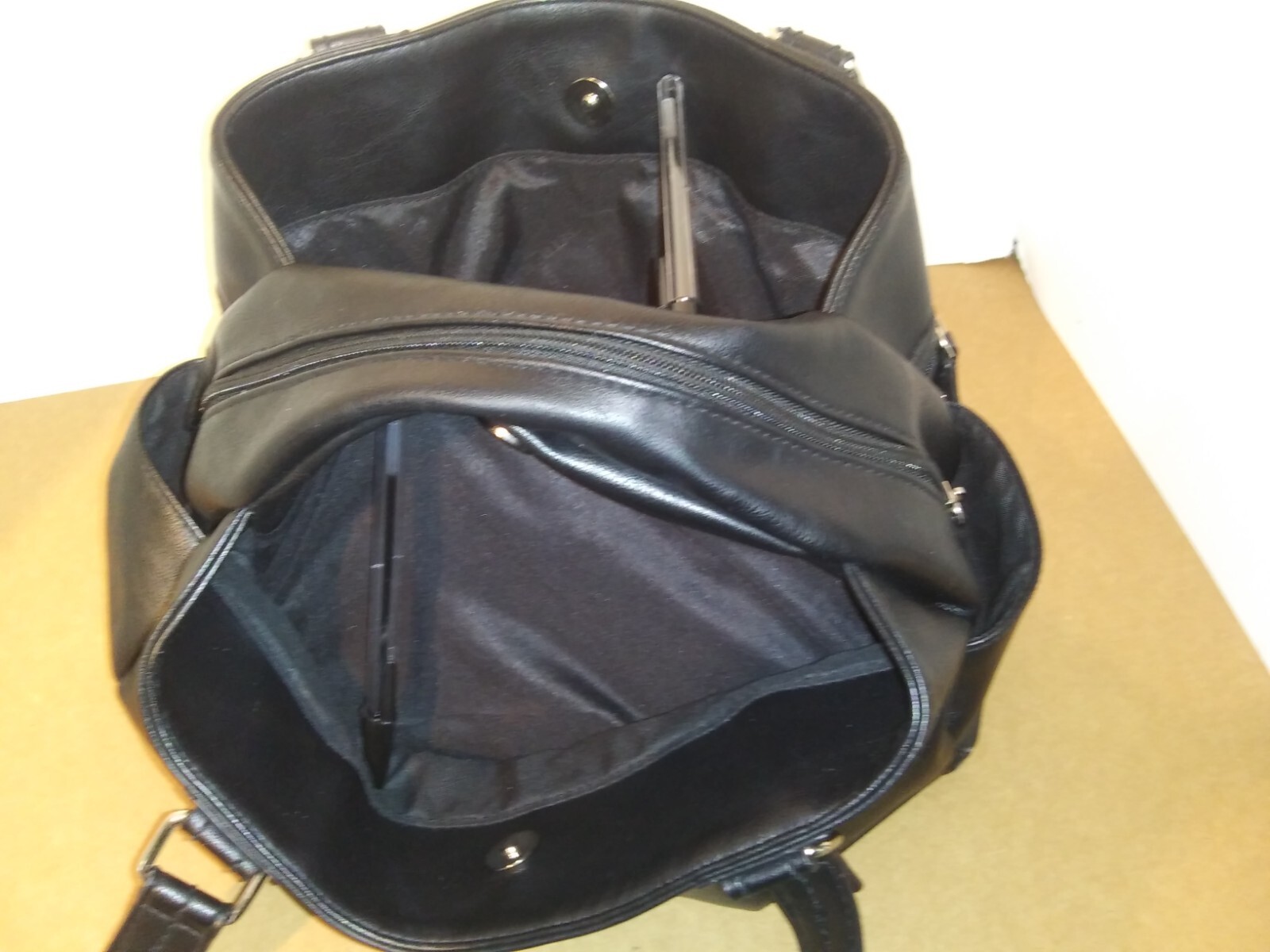 Rosetti Classic Black-Pockets Everywhere-Handbag-Leather Like