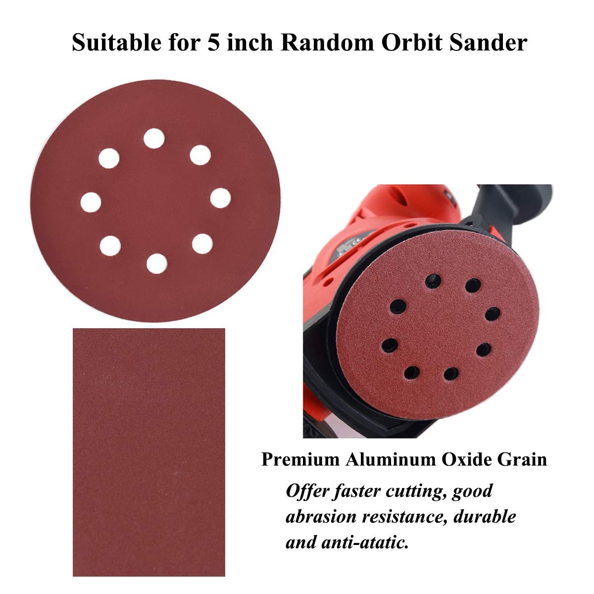 5-Inch 8-Hole Sanding Discs 600/800/1000/1200/1500/2000 Grit 60-Pack for Sander