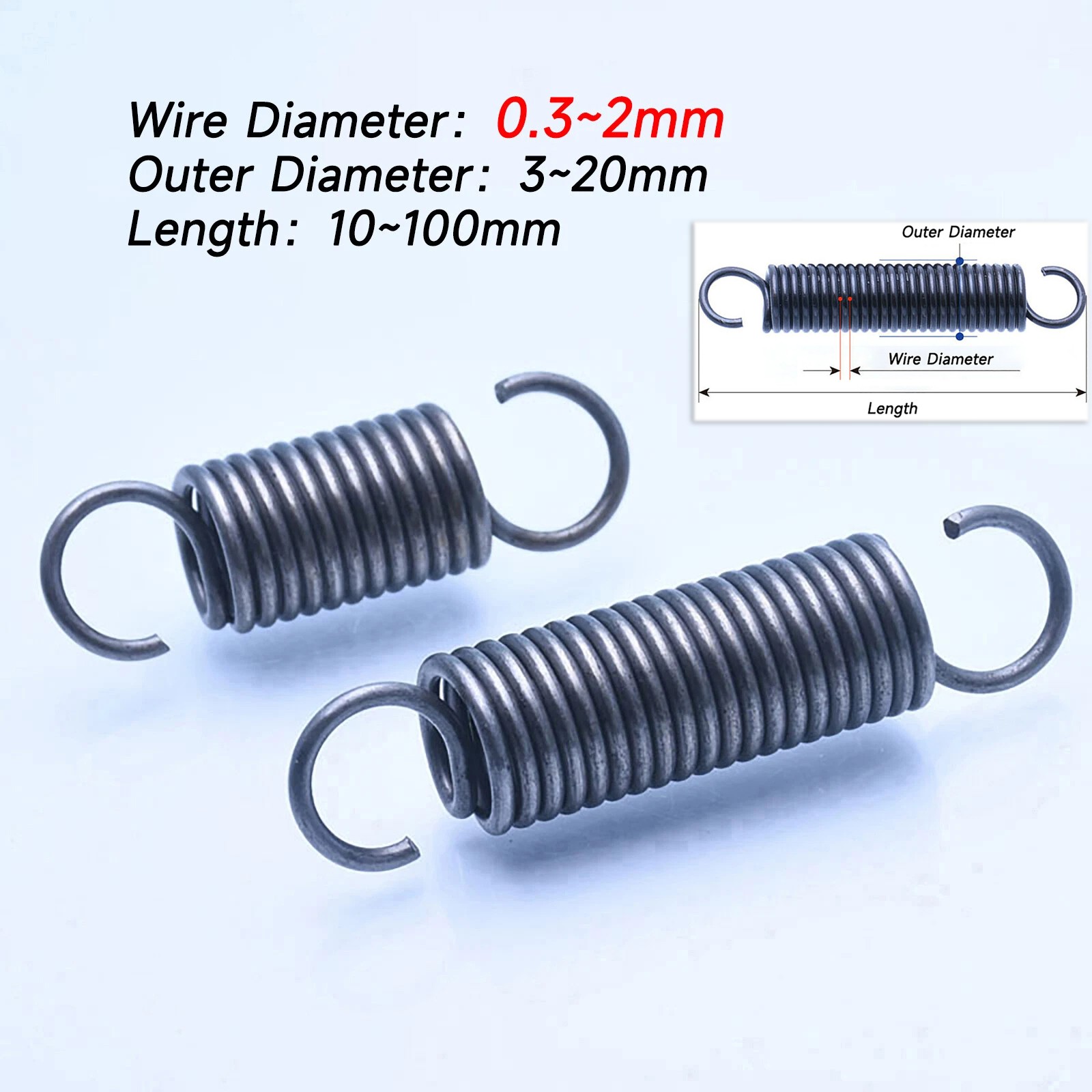 0.3~2mm Wire Dia Expansion Spring Tension Extension Expanding Extending Springs