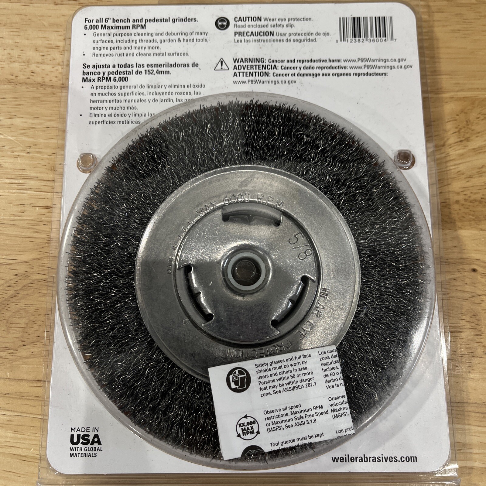 Weiler Vortec Pro 6 in. Crimped Wire Wheel Brush Carbon Steel 6000 rpm 1 pc
