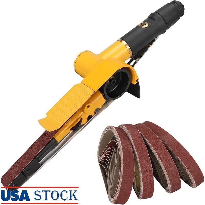 3/4″ x 20-1/2″ Pneumatic Sander Air Belt Sander Set With 12Pcs Belts Steel Metal