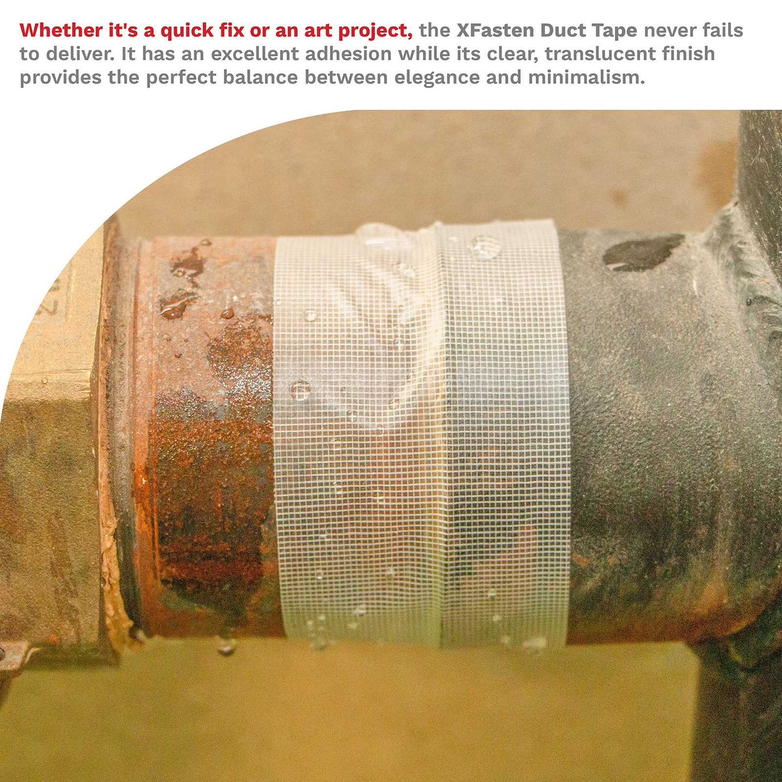 XFasten Duct Tape Clear Cotton Textile, 2-Inches x 30 Yards