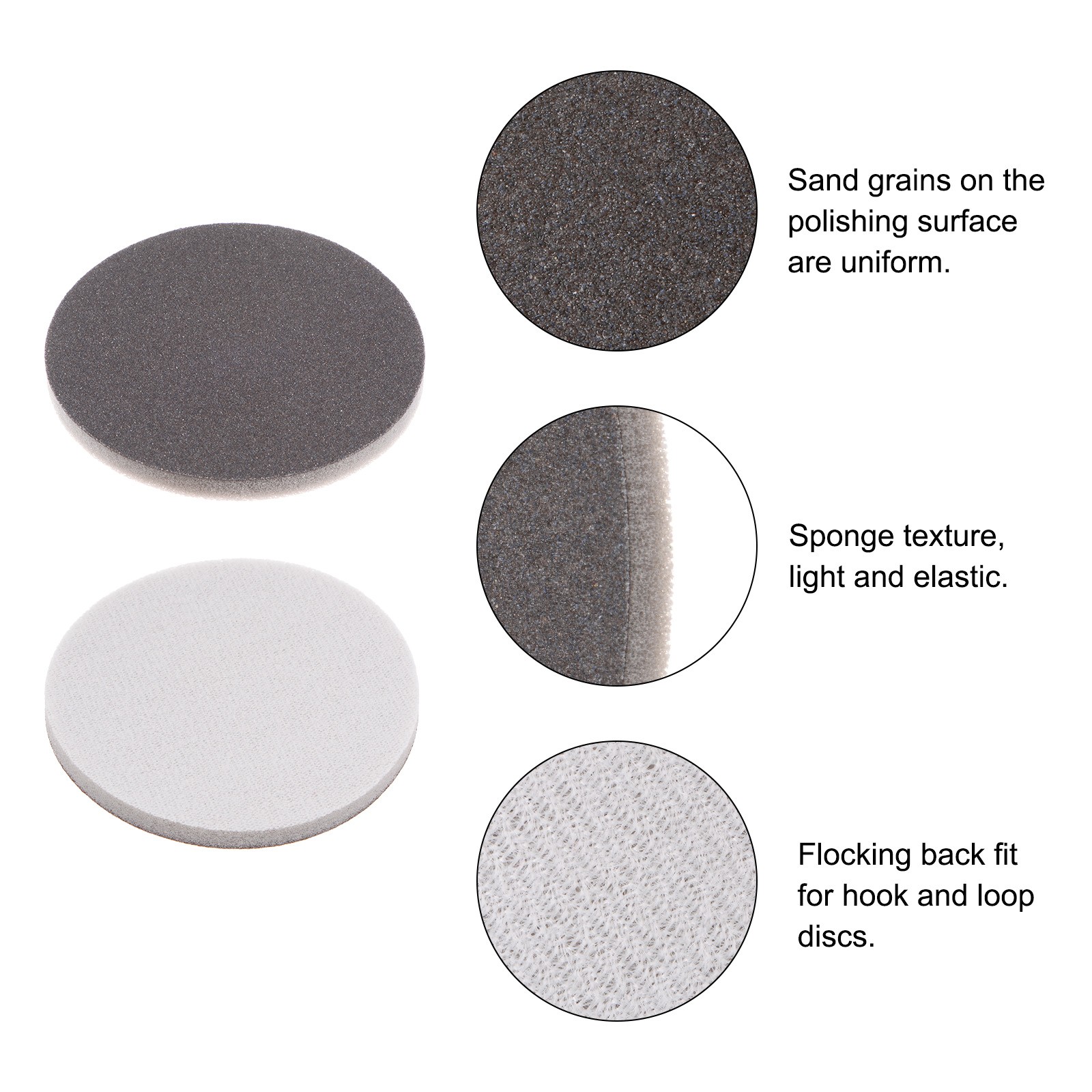 25pcs 220 Grit 3-inch Sponge Pad Sanding Sponge Hook and Loop Sanding Disc