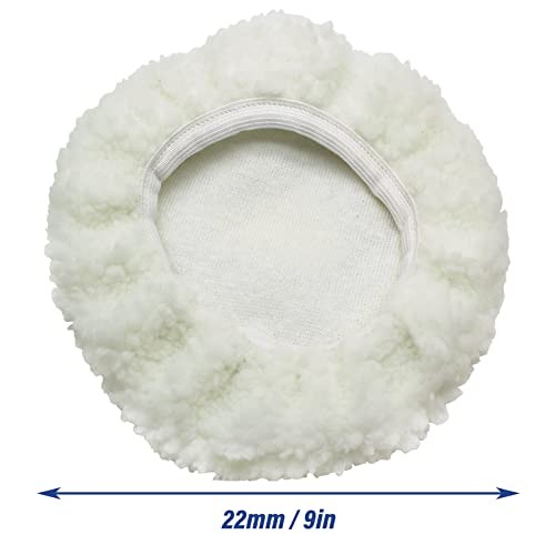 6 PCS Car Polishing Bonnet Buffing Pads – Lamb 9-10 Inch – White (Lamb Fleece)