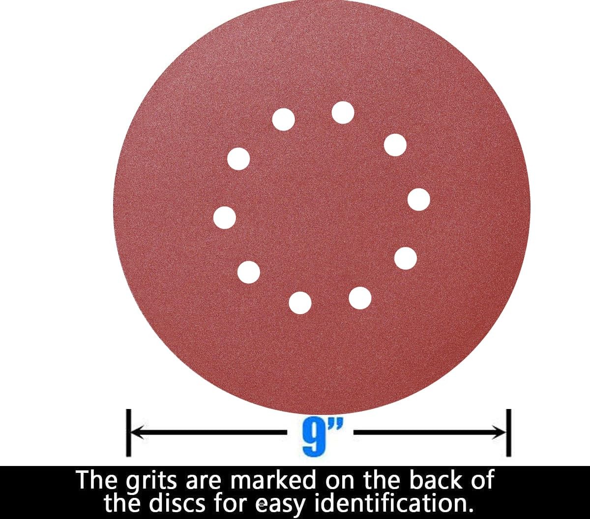 9 Inch 240 Grit Drywall Sandpaper 10 Hole Hook Loop Aluminum Oxide Discs