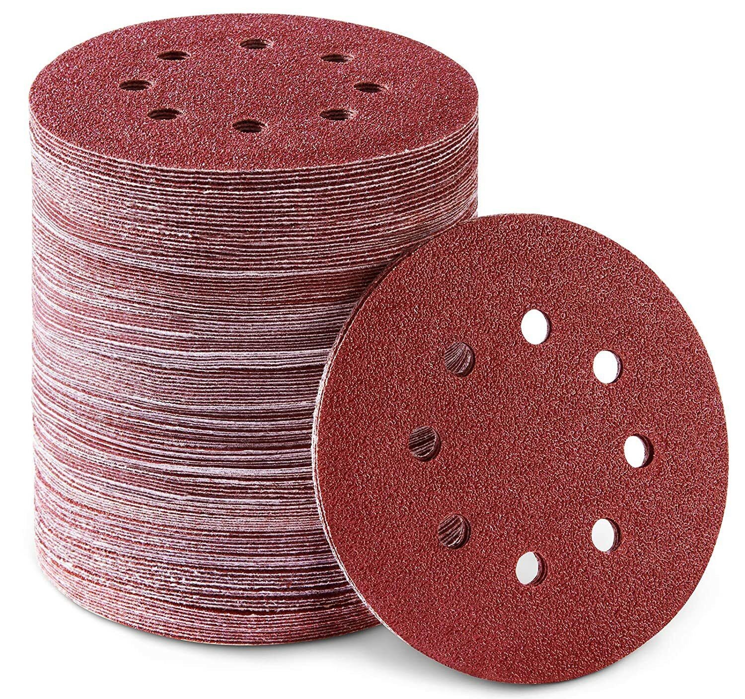 SATC 150PCS 5″ Hook & Loop Sanding Discs, A/O 80 Grit, 8-Hole Perfect for Wood