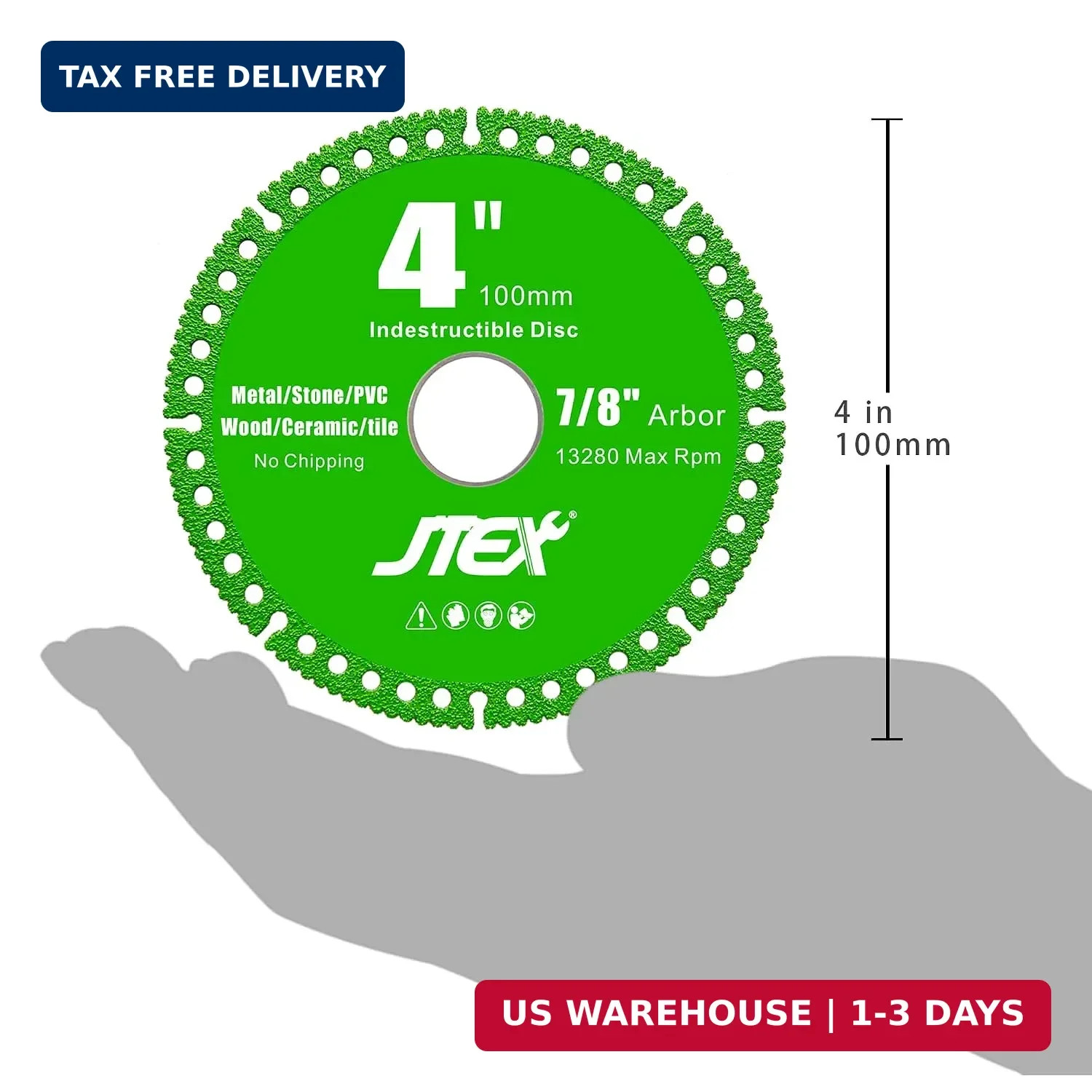 JTEX Indestructible Disc, 4 x 7/8 Inch Multi-Material Diamond Cut Off Disc, All-