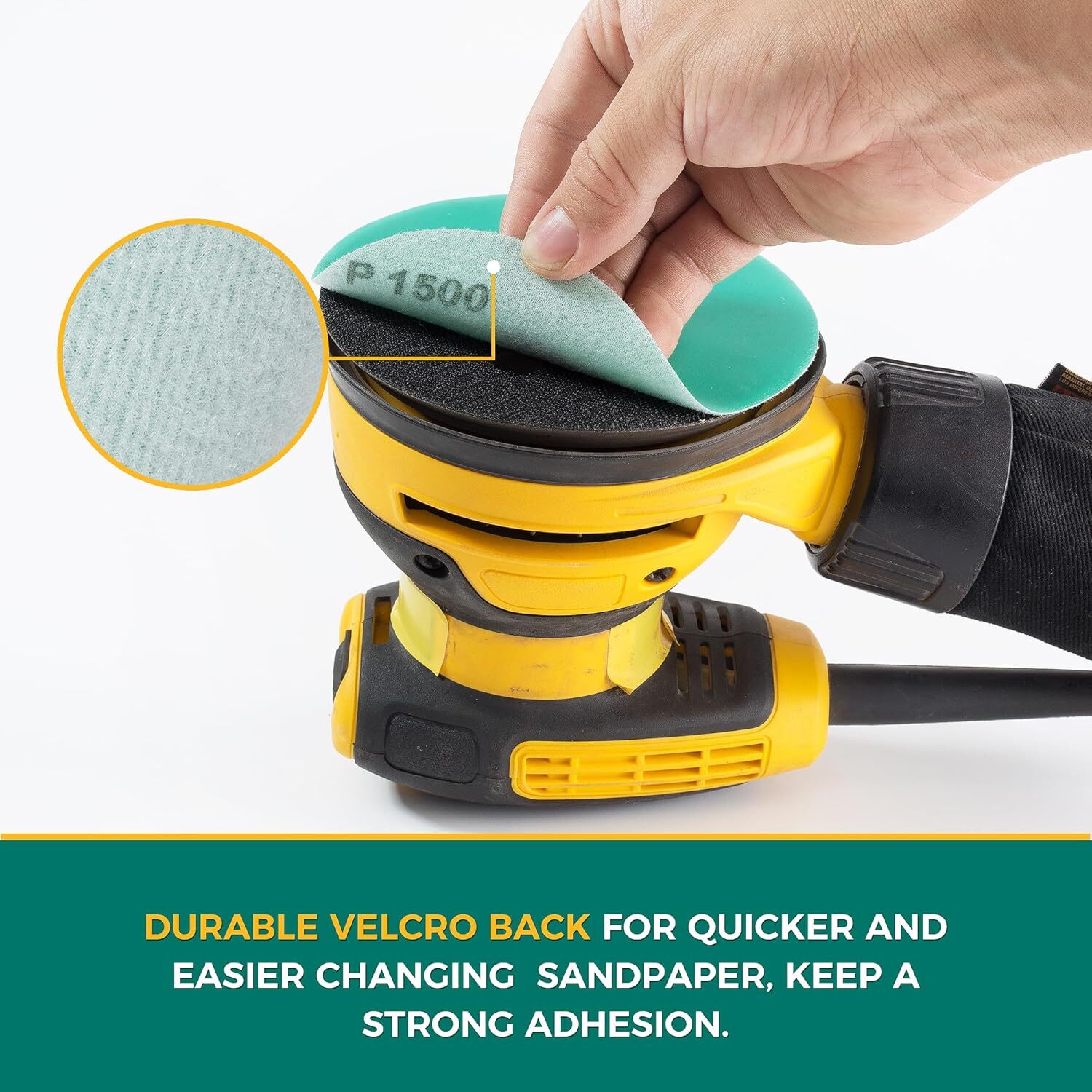 5In 80-1500 Grit Green Film Sanding Disc Hook and Loop Backing Sandpaper No Hole