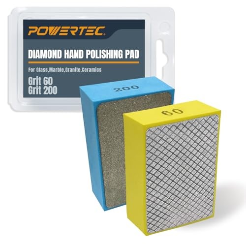 72305 Diamond Hand Polishing Pads 2Packs, Diamond Sanding 2 Pack 60 & 200 Grit