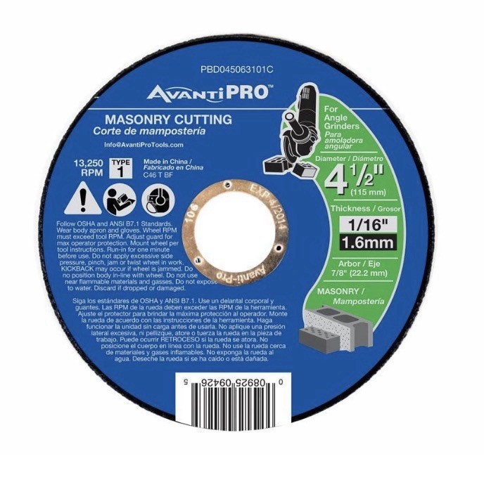 Set of 10 Avanti Pro 4-1/2” Masonry Cutting Discs 1/16” Thick Grinder