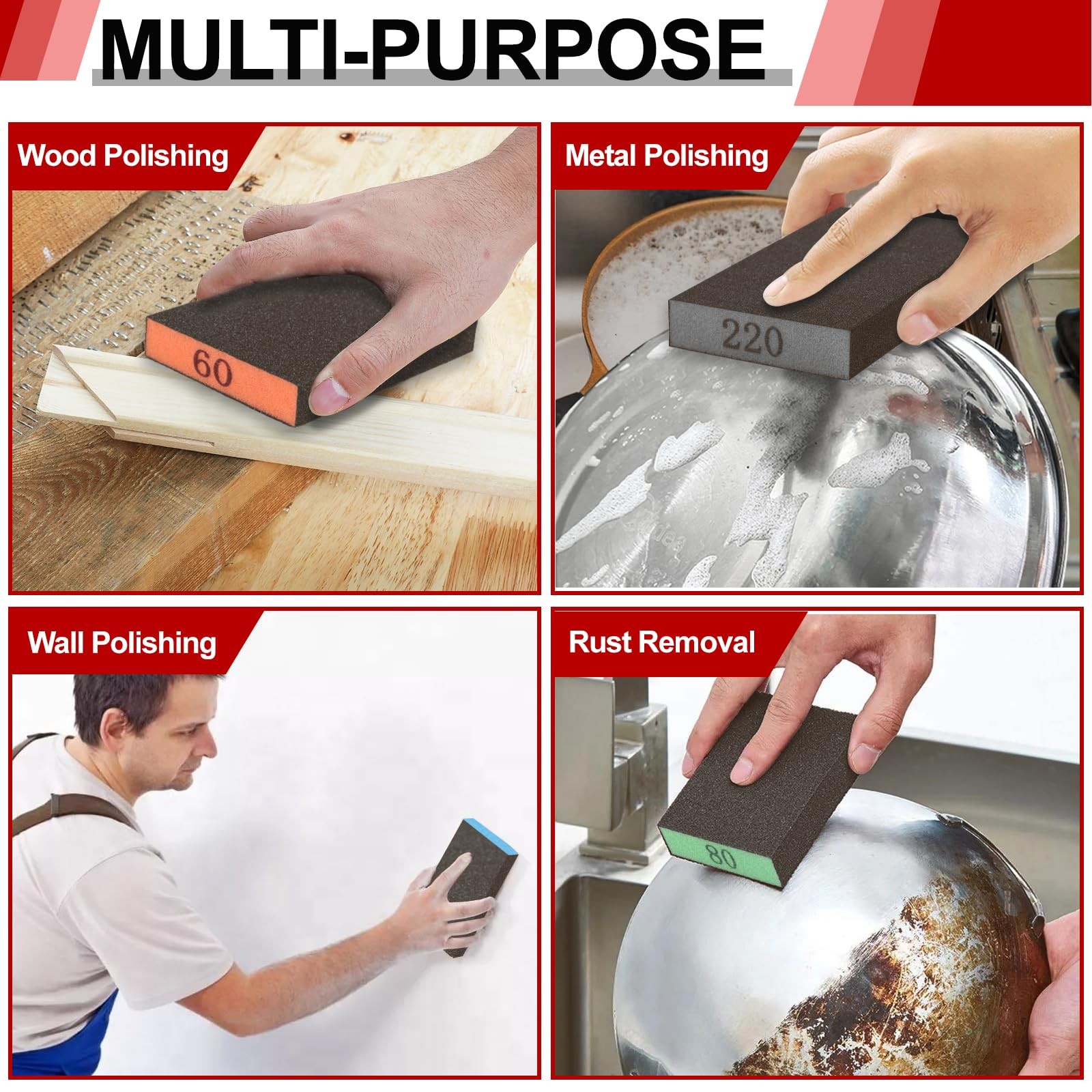 8 Pack Sanding Sponge, Washable and Reusable Sanding Blocks for Drywall Wood …