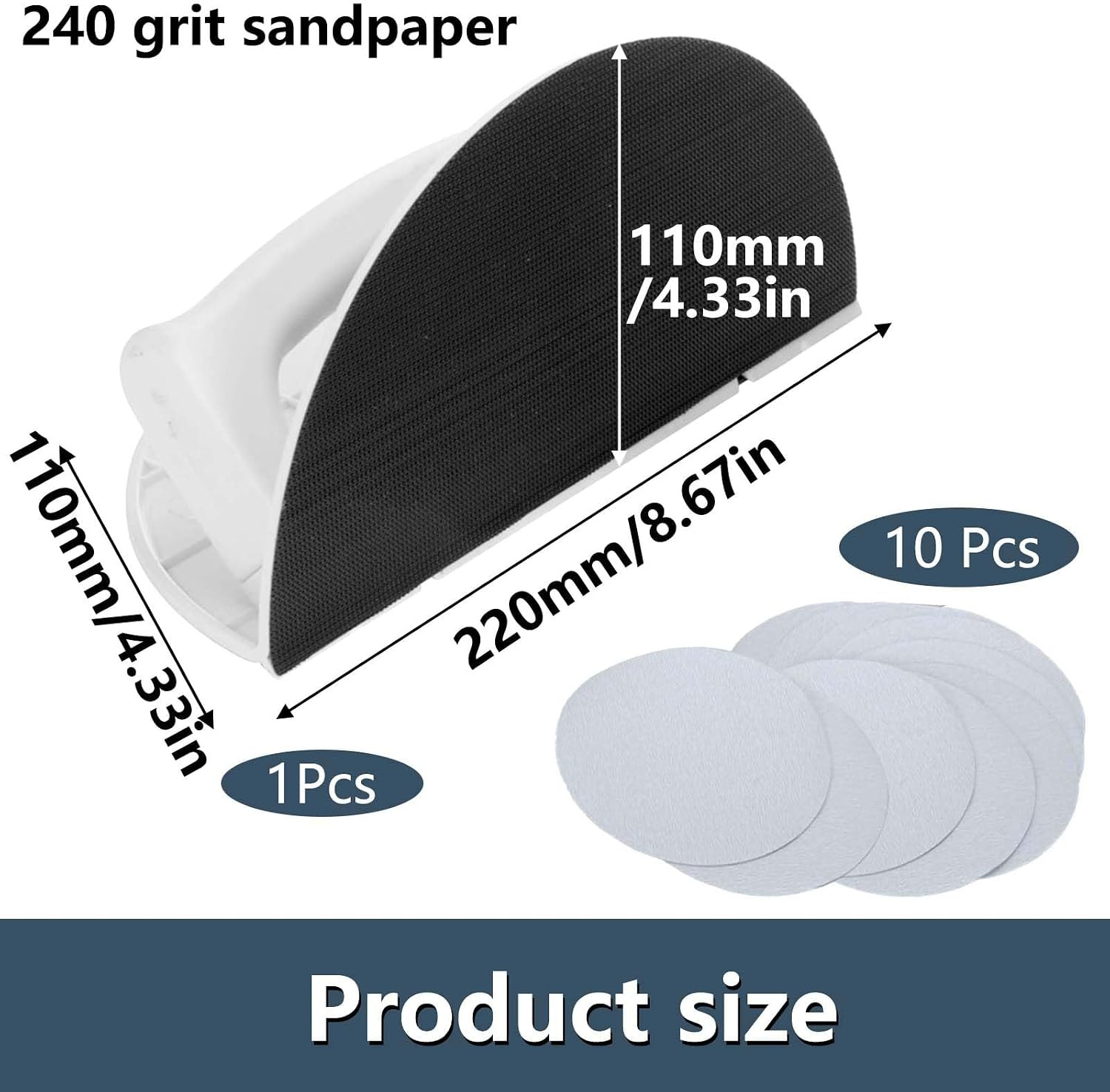 Corner Drywall Sander, Right Angle Semi-Circular Angle Sanding Tool+10Pcs