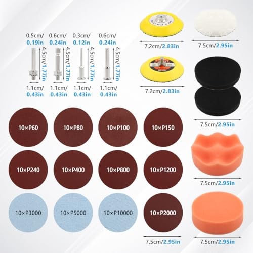 131pcs 3inch Sanding Disc Drill Polishing Kit, 3inch Polishing and Sanding Kit
