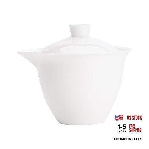 Sizikato White Porcelain Gaiwan Tea Cup – 6oz Kung Fu Cup with Filter Lid