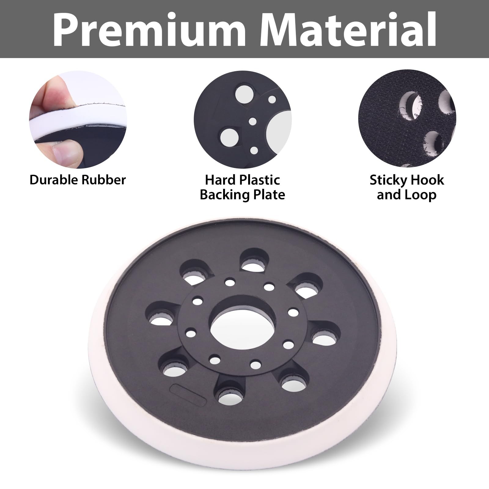 5 Inch Sander Pad Hook and Loop for Bosch, 5″ 8 Hole Sander Replacement Pad f…