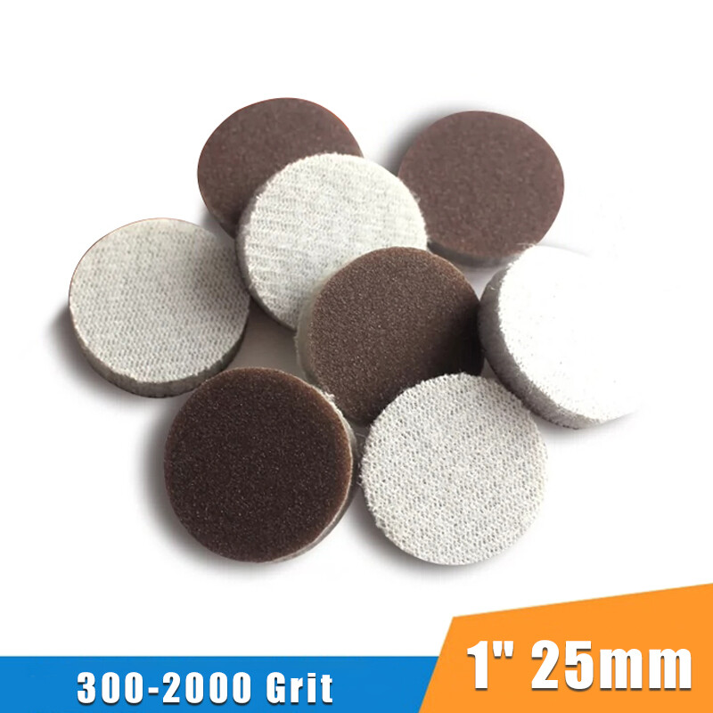 1″ 25mm Sponge Red Sandpaper Wet And Dry Sanding Discs Foam Block 300-2000 Grit