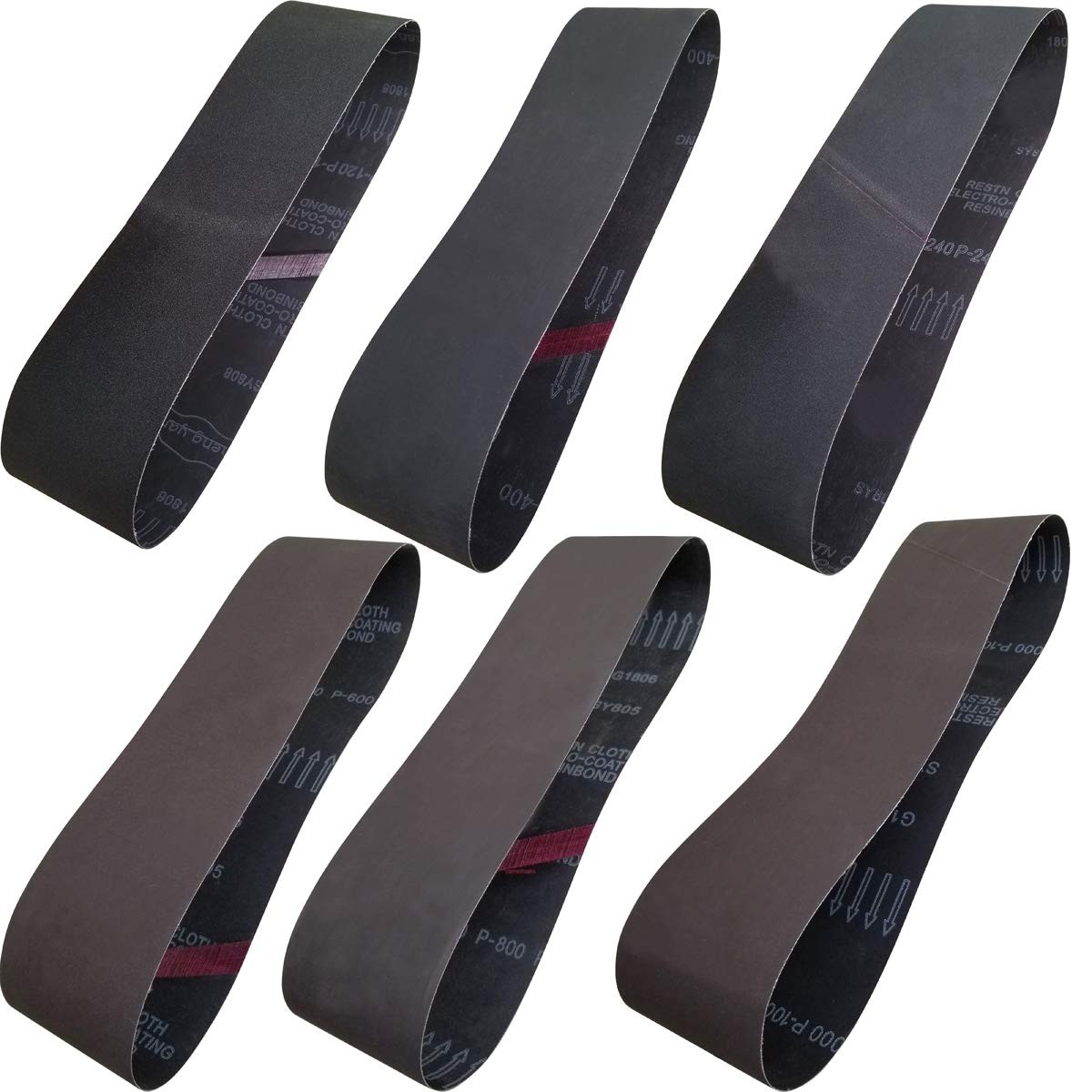 6 Pack 4 x 36 Inch Silicon Carbide Sanding Belts Assortment -120 240 400 600 …