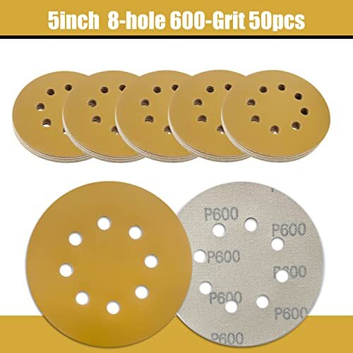 Qyqrqf Discos De Lijado De 5 Pulgadas Con Gancho Y Bucle, 600 Granos, Papel D…