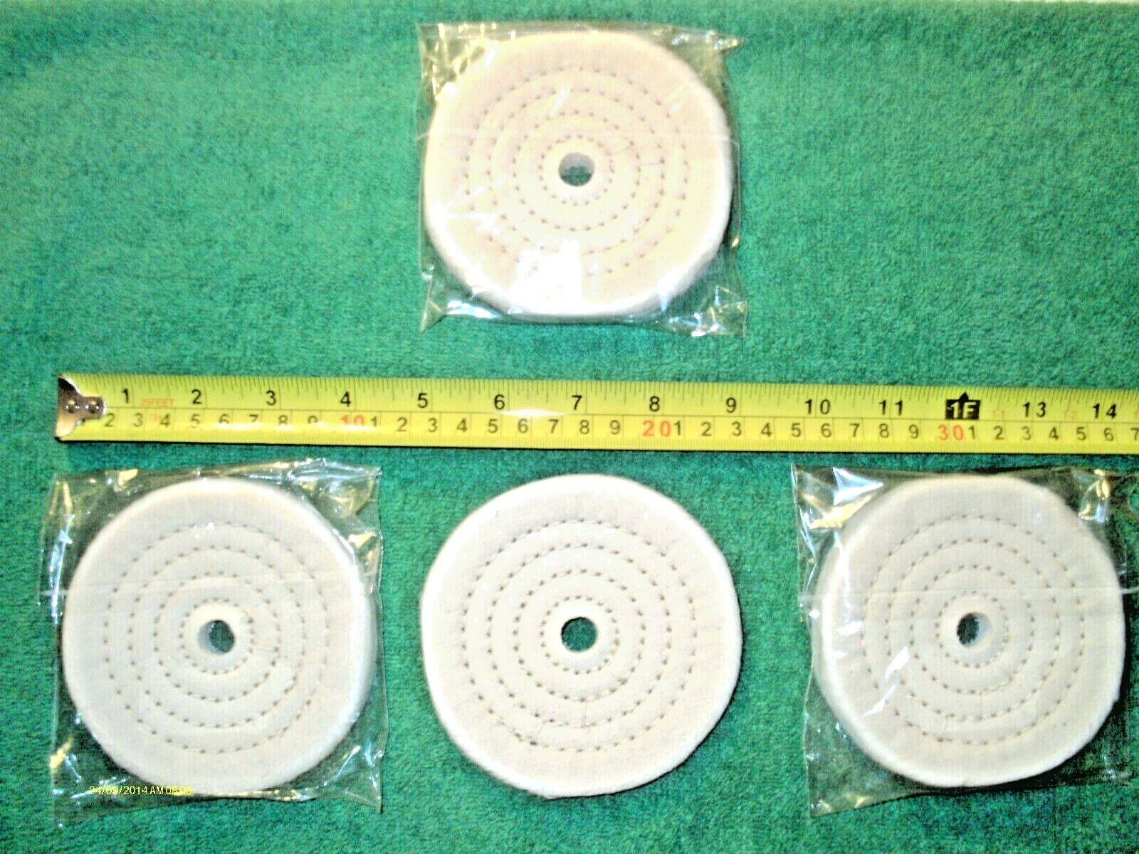 4 Pieces 4″ Diameter 1/2″ Thick Cotton Polishing Buffing Wheels 1/2″ Arbor Hole