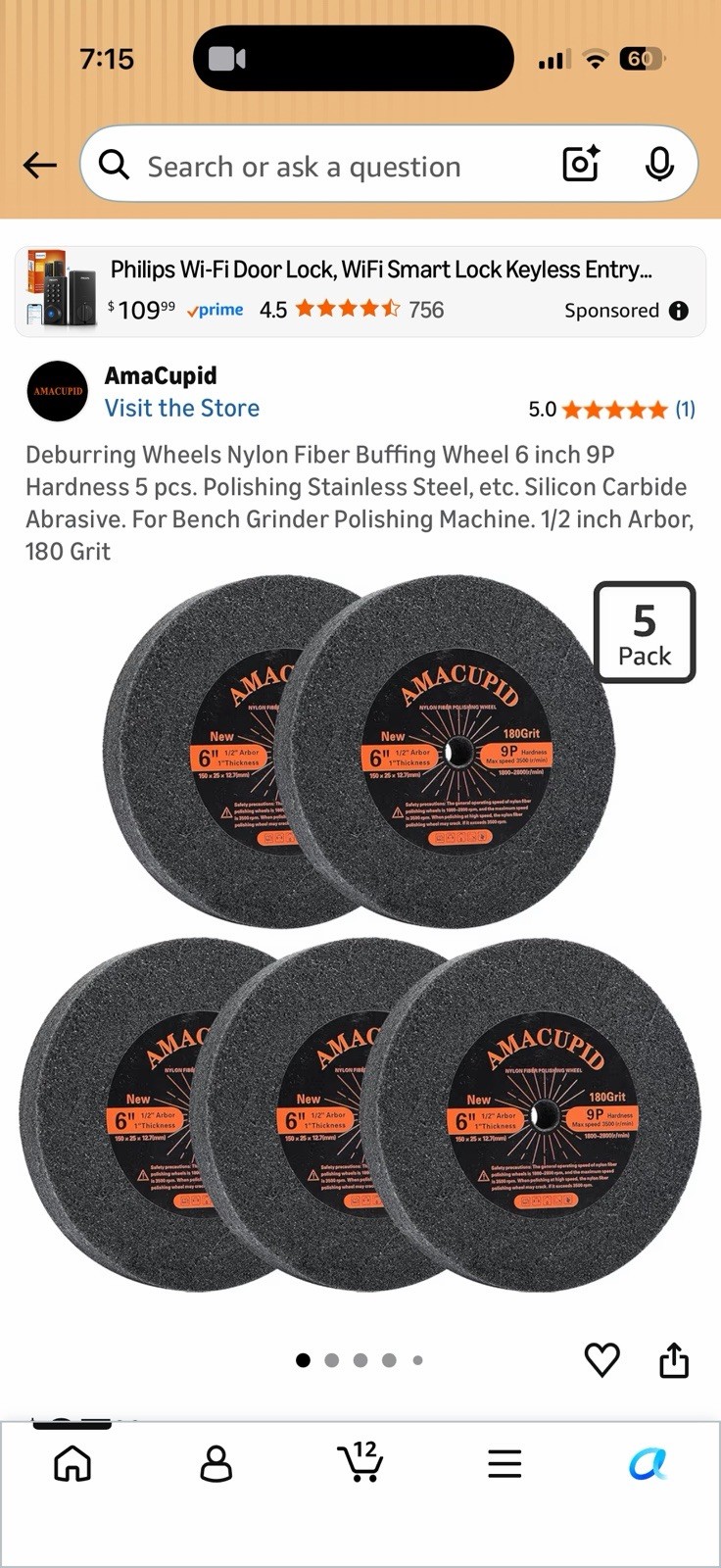 Deburring Wheels Nylon Fiber Buffing Wheel 6 inch 9P Hardness 5 pcs. Polishin…