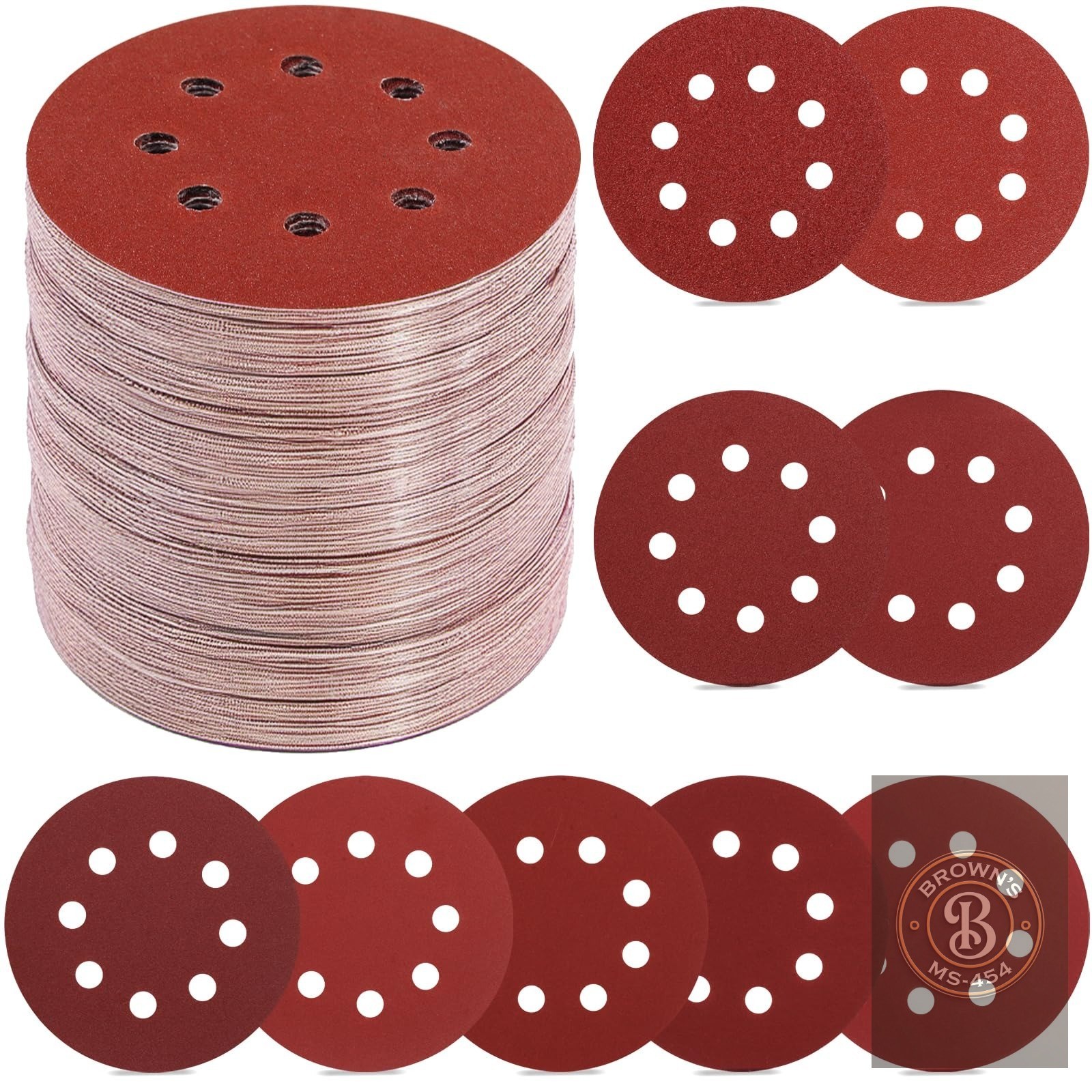 70 PCS 5 Inch Sanding Discs 40 80 120 180 240 320 400 600 800 Grit Hook And