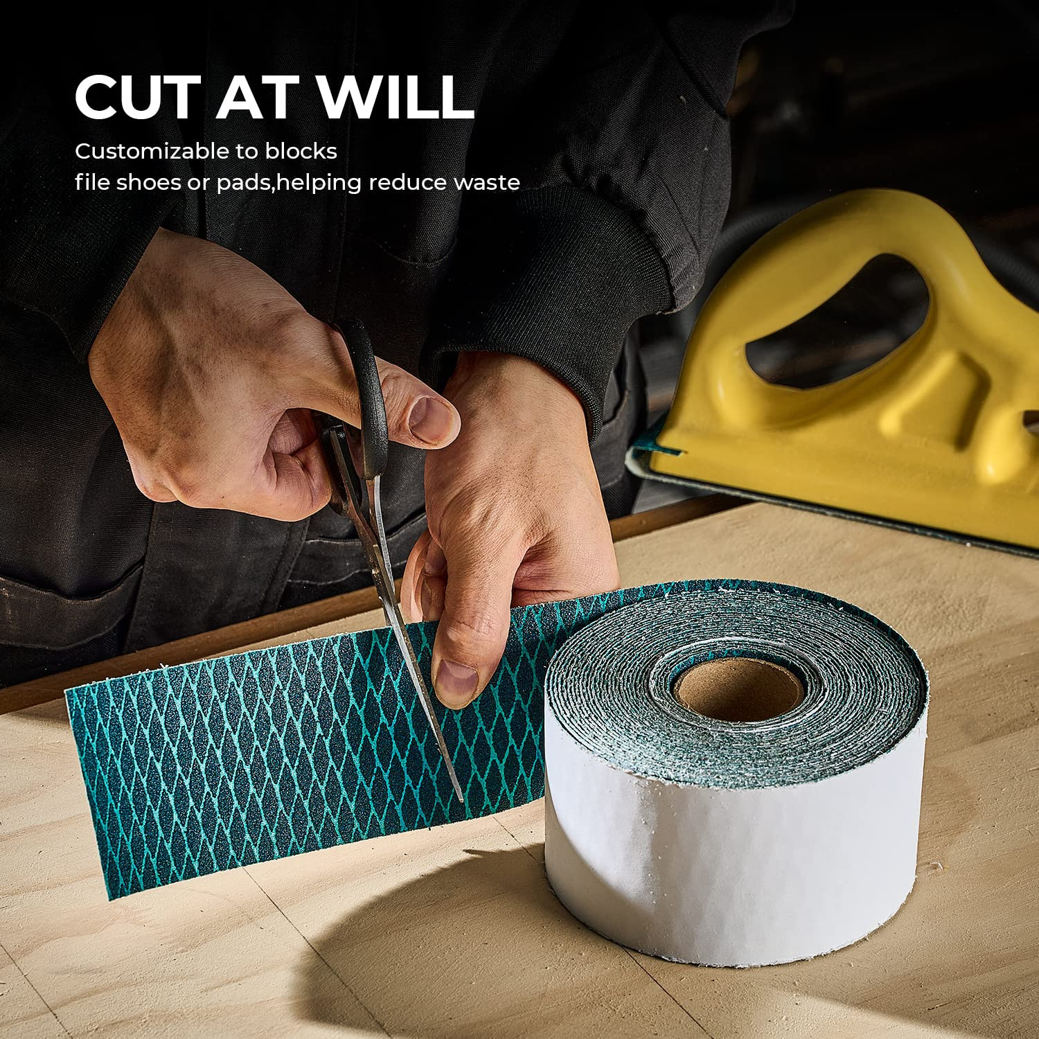 Rollo de papel de lija de grano 80 con forma de diamante, autoadhesivo