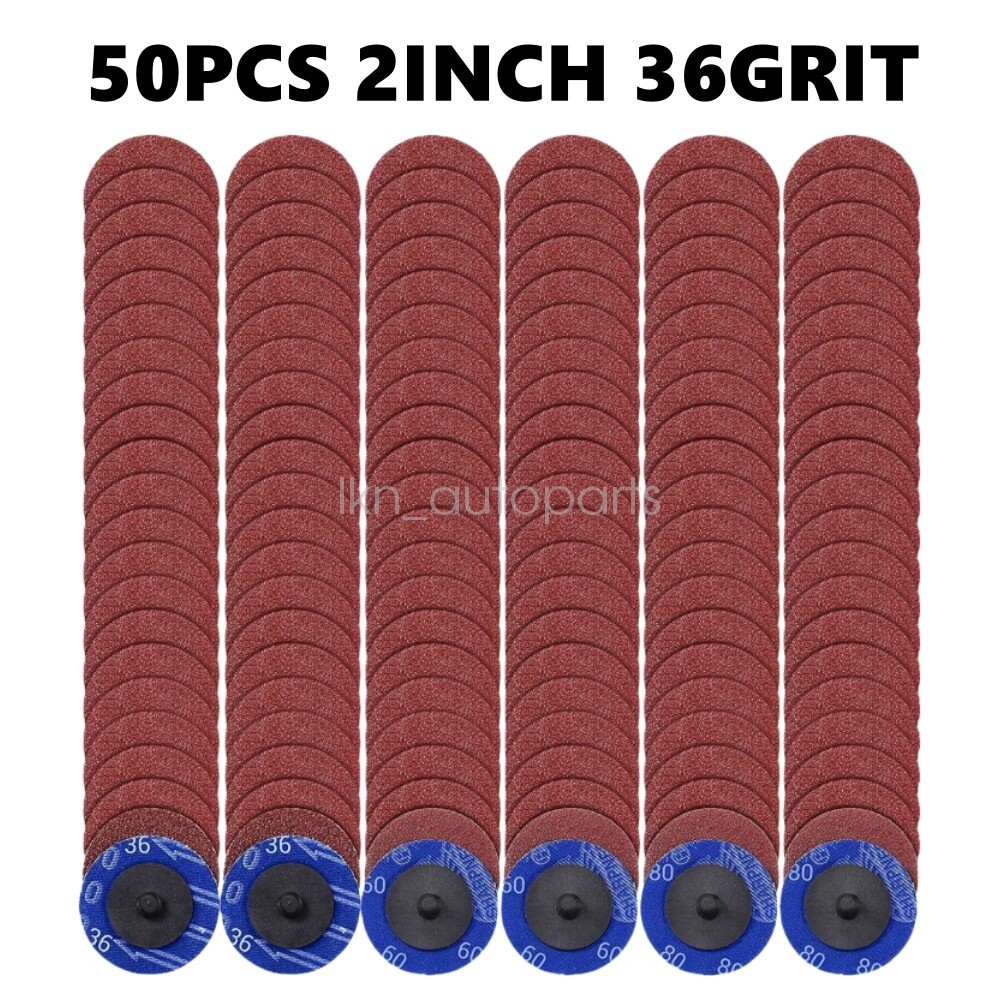 50PC 2 inch 36 Grit Aluminum Oxide Roll Lock Die Grinder Sanding Grinding Disc