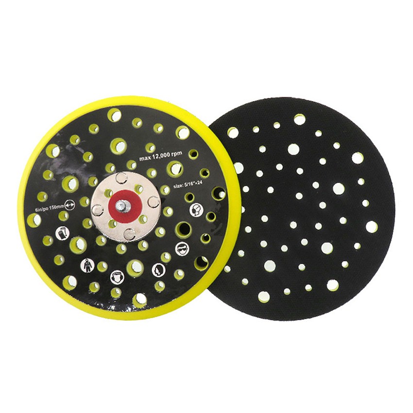 Air-Powered Sanding Disc M8 Base Plate Polishing 5/16-24 UNF 6-inch 52-hole