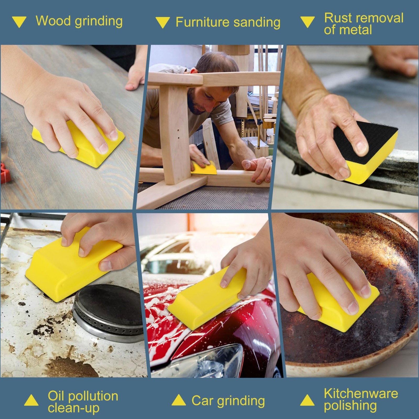 7pcs Hand Sanding Block Set for Auto Body & Woodworking – Perfect for Crafts Pol