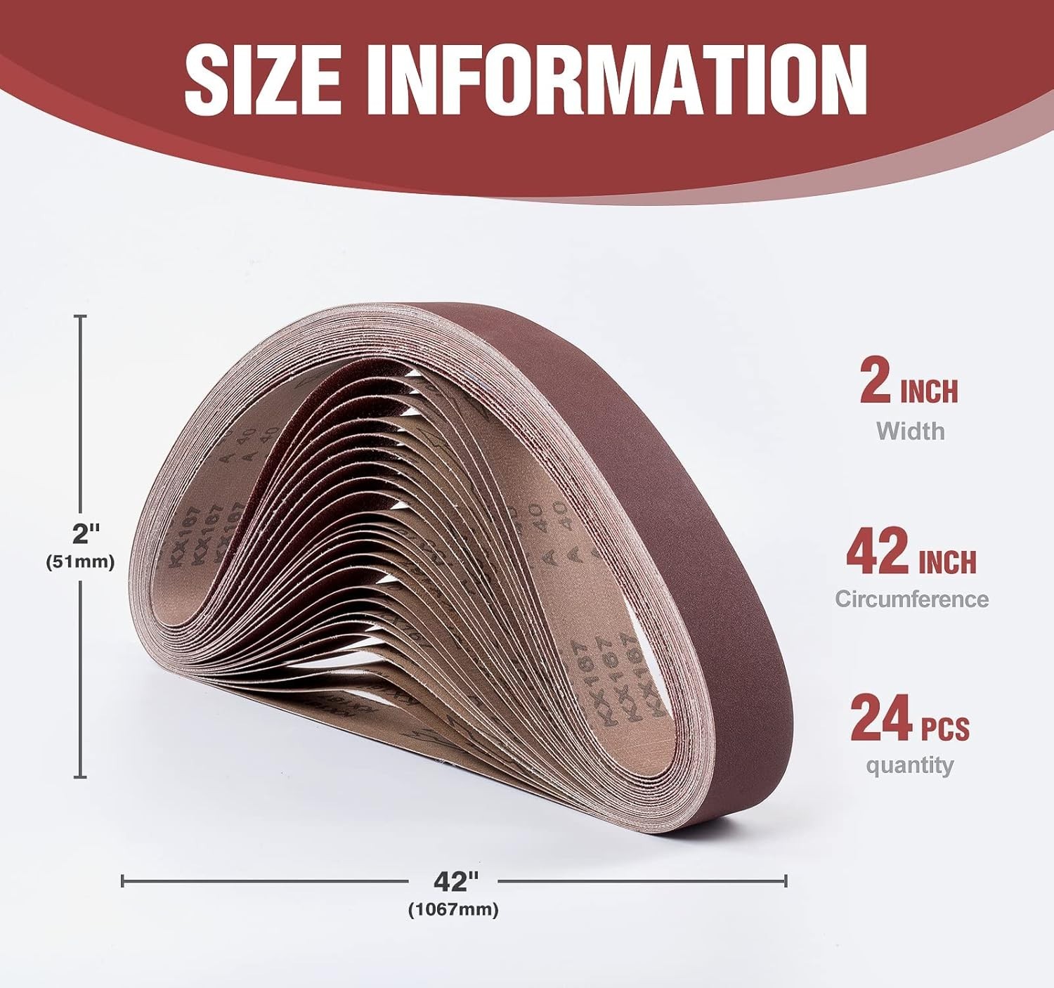 Multi-Grit Sanding Belts 2×42 Inch – 24 Aluminum Oxide Belts for Pro Quality