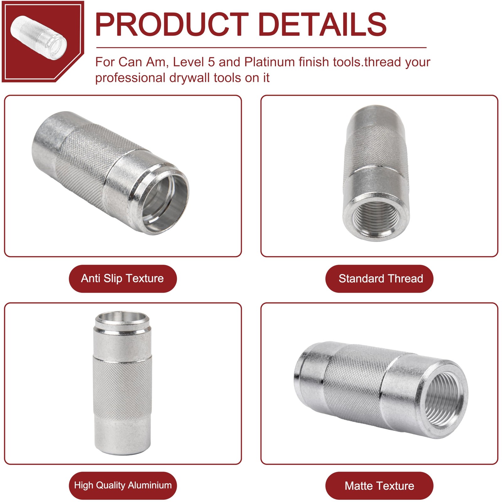 Aluminum Parts Sanding Pole Adapters Connect Wood Handles To Standard Head
