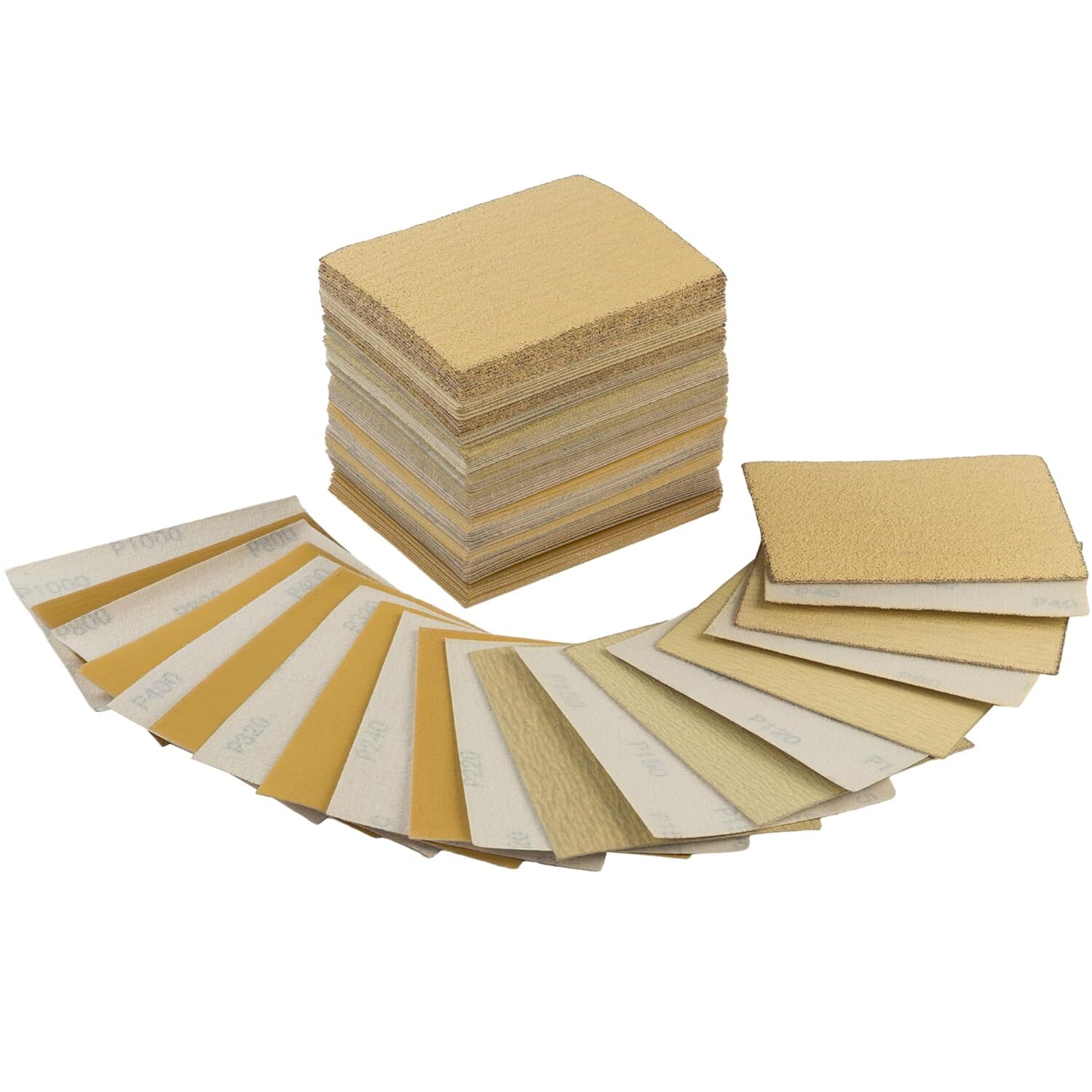 200 PCS 1/4 Sandpaper 5.5”x4.5” Hook Loop Aluminum Oxide P40 for Wood Metal