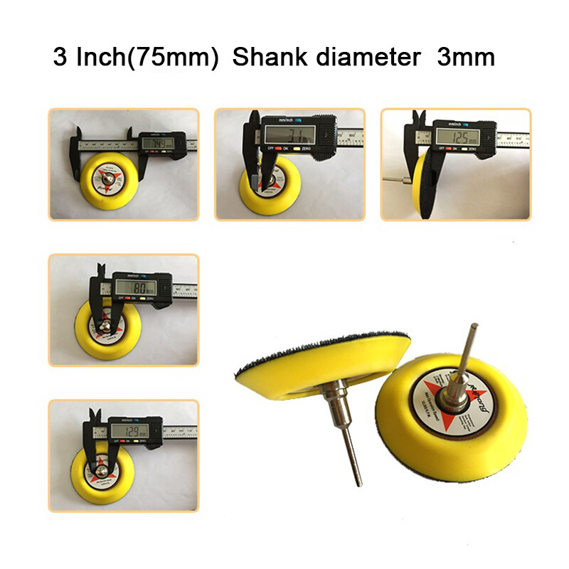 3” 75mm Hook&Loop Backing Pad Sanding Polishing Discs w/ 3/6mm Drill Attachment