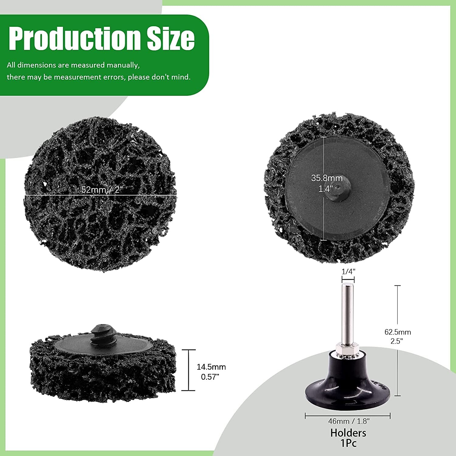 11 Pcs 2 Inch Black Strip Discs W/ Holder Quick Change Poly Paint Removal Wheels