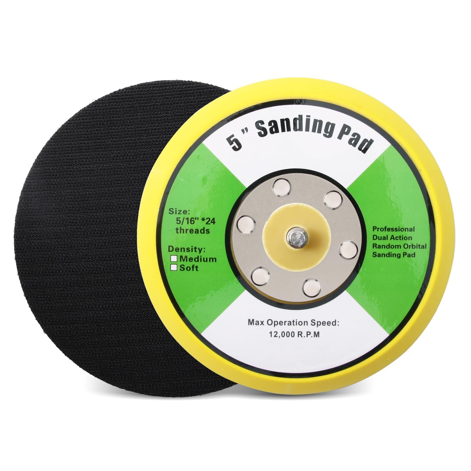 SHININGEYES 1Pcs 5in Hook and Loop Flexible Backing Pad, 5″ 5 inches, Yellow