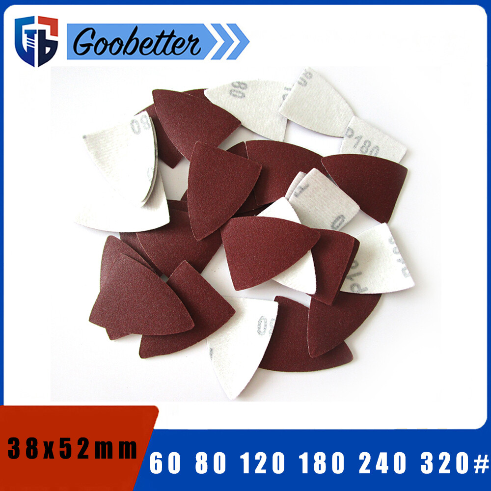 38x52mm Triangle Sanding Disc Pad Hook Loop Sandpaper Grit 60 80 120 180 240 320