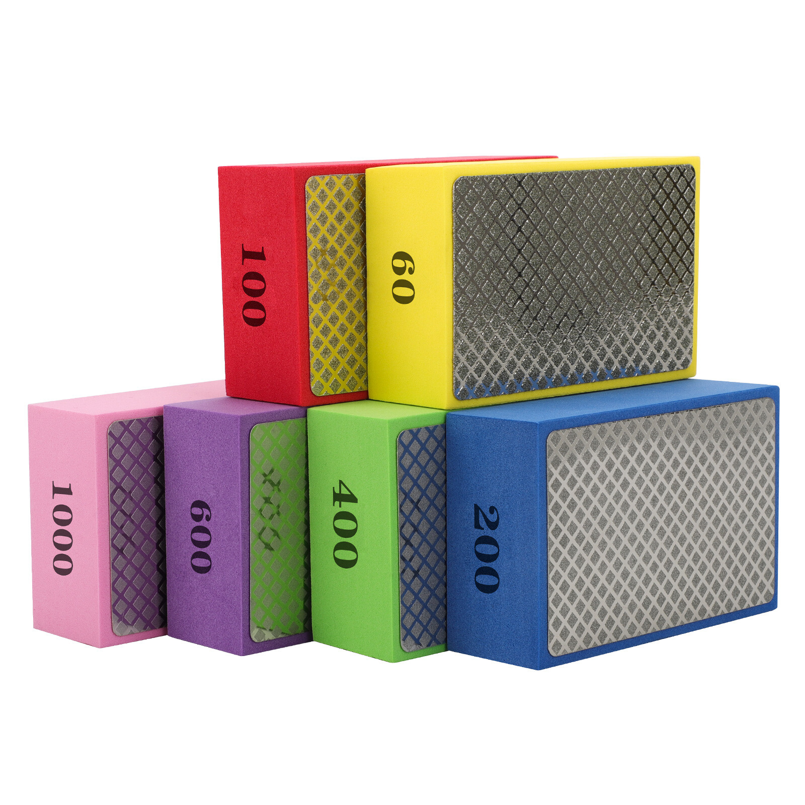 6x Diamond Polishing Pads Sanding Blocks for Stone Tile Glass Ceramic Wood Metal