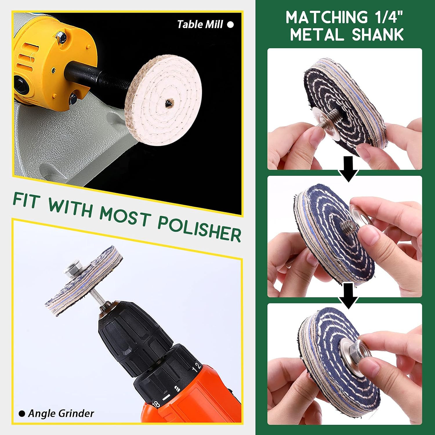 Keadic 8 Pcs 3 Inches Buffing Polishing Wheel Kit 3 Pcs Polish Compound, Soft/Fi
