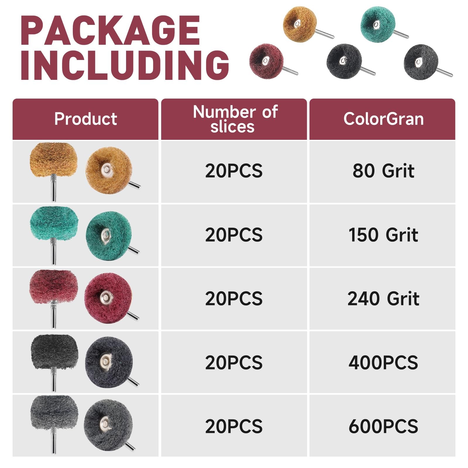 Shineboc 100 Pcs Abrasive Buffing Wheels1 Inch Polishing Wheel Set For Proxxon