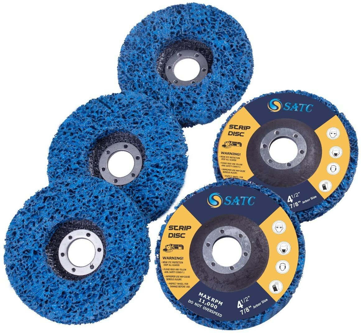 5PCS 4-1/2″ x7/8″ Blue Poly Strip Clean Disc Paint Stripping Rust Removal Wheels