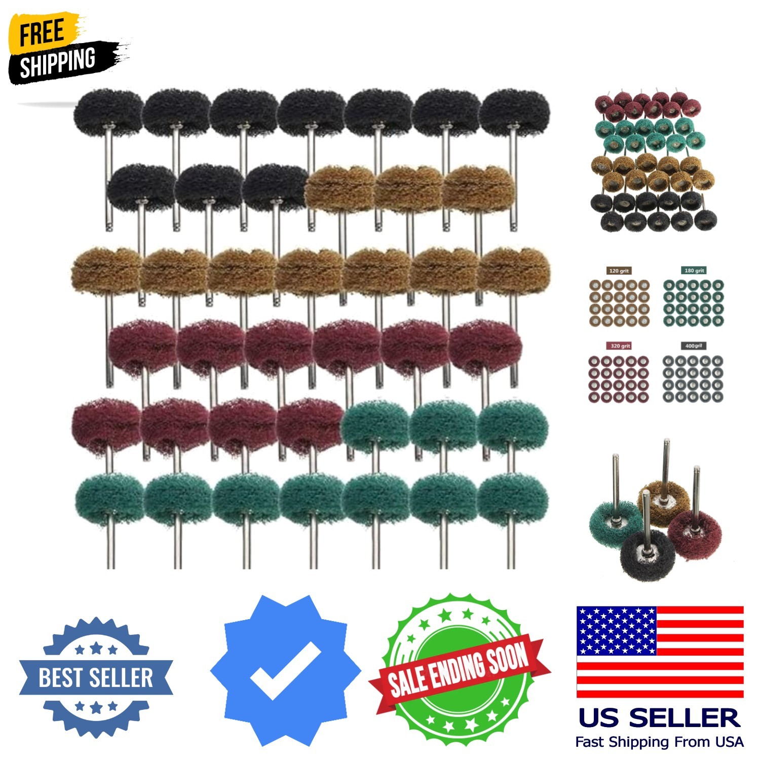 40 Pack 1 inch Abrasive Wheel Buffing Polishing Wheel Set for Rotary Tool – w…