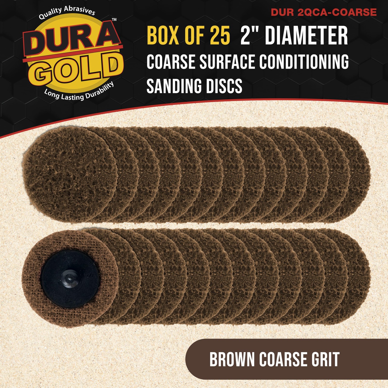 2 Inch Surface Conditioning Discs Brown Coarse Sanding Grit RType Quick 25 PCS