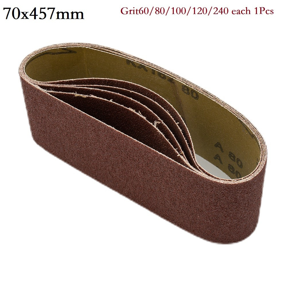 5Pc 75x457mm 3″x18″ Sanding Belts Mixed Grit 60 80 100 120 240 Sander Tool