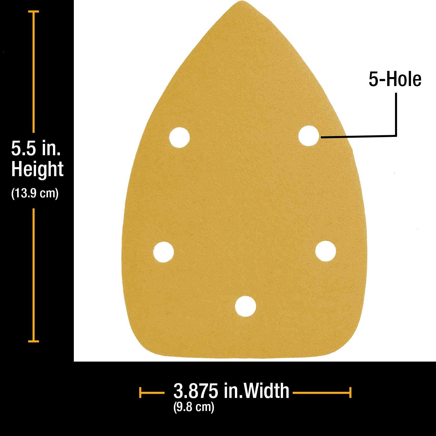 Dura-Gold Premium Mouse Detail Sander Sandpaper Sanding Sheets 120-Grit, Gold